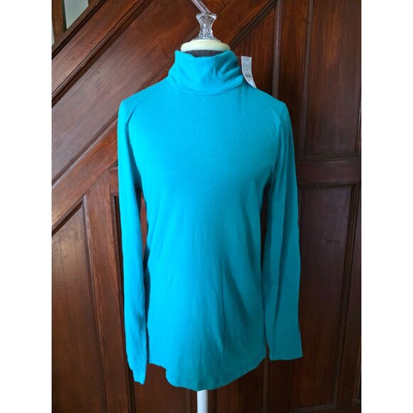 J.Crew Factory Womens Turquoise Turtleneck Long Sleeve Top Size L NWT - Picture 1 of 7